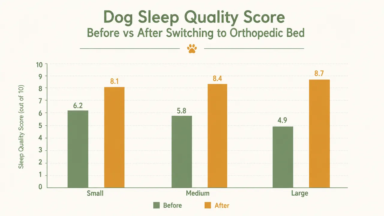 Chart showing foam firmness comparison between new and 4-month-used orthopedic dog bed